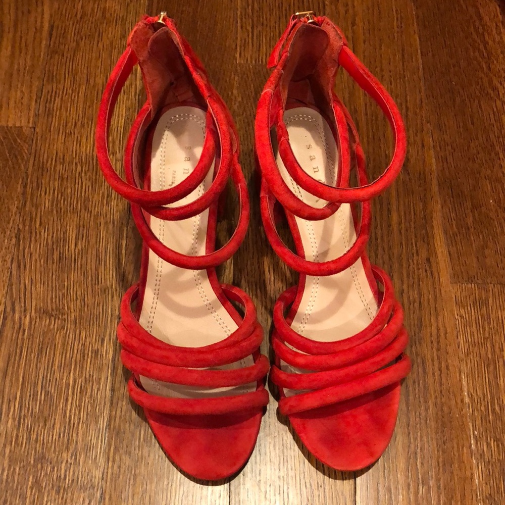 Sandro Red Suede Strappy Sandal SZ 38